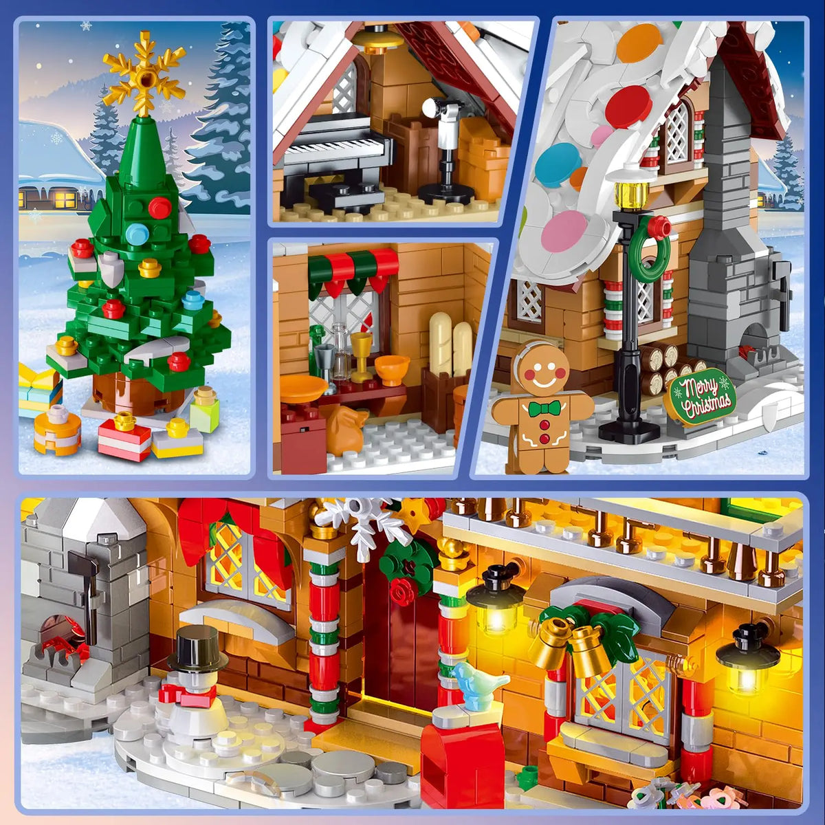 HOGOKIDS Christmas Gingerbread House Building Set With LED Light