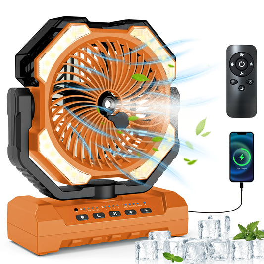 20000mAh Rechargeable Mist Cooling Fan With LED Light For Camping