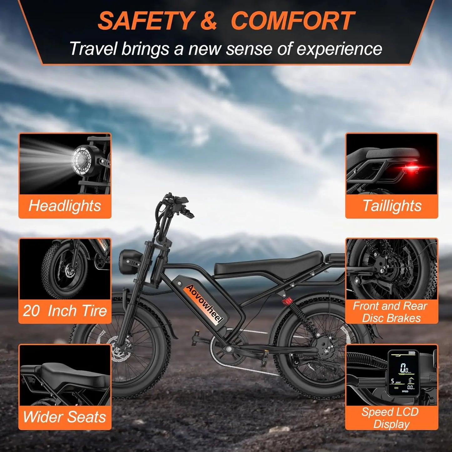 AOVOWHEEL AW2PRO Electric Bike 1500W Fat Tire Mountain Snow