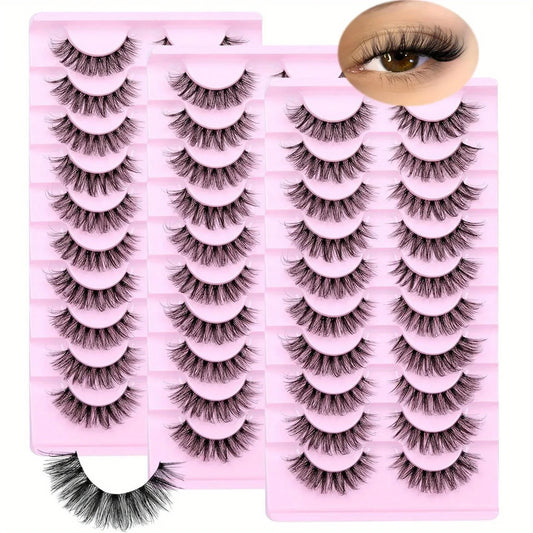 Fluffy False Eyelashes 3D Wispy Strip Lashes with Clear Band