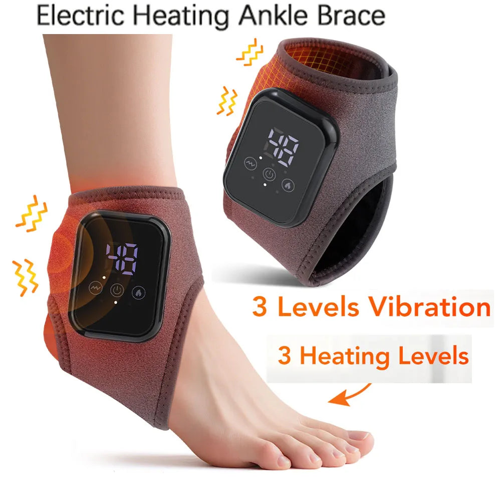 Hailicare Rechargeable Electric Heated Ankle Brace With Vibration Massage