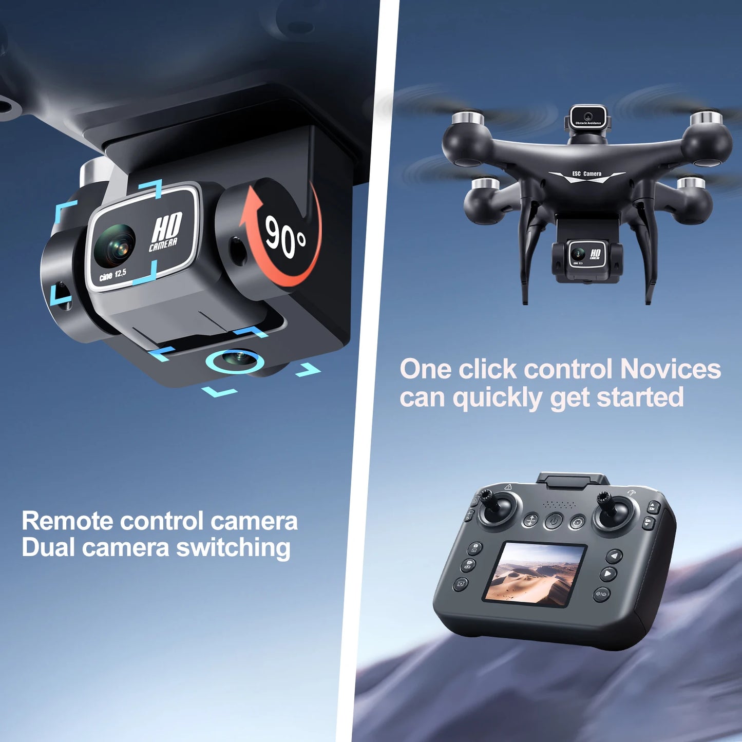 ZNLYRION Drone Remote 360 Obstacle Avoidance 4K Dual Camera