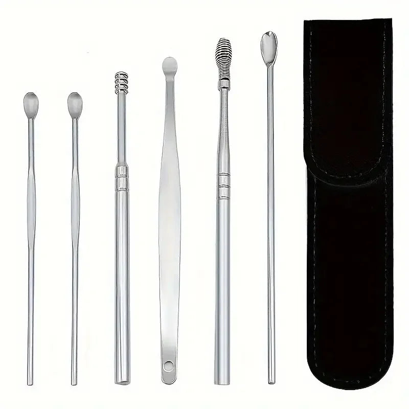 Stainless Steel 6Pcs Ear Pick Set For Daily Grooming