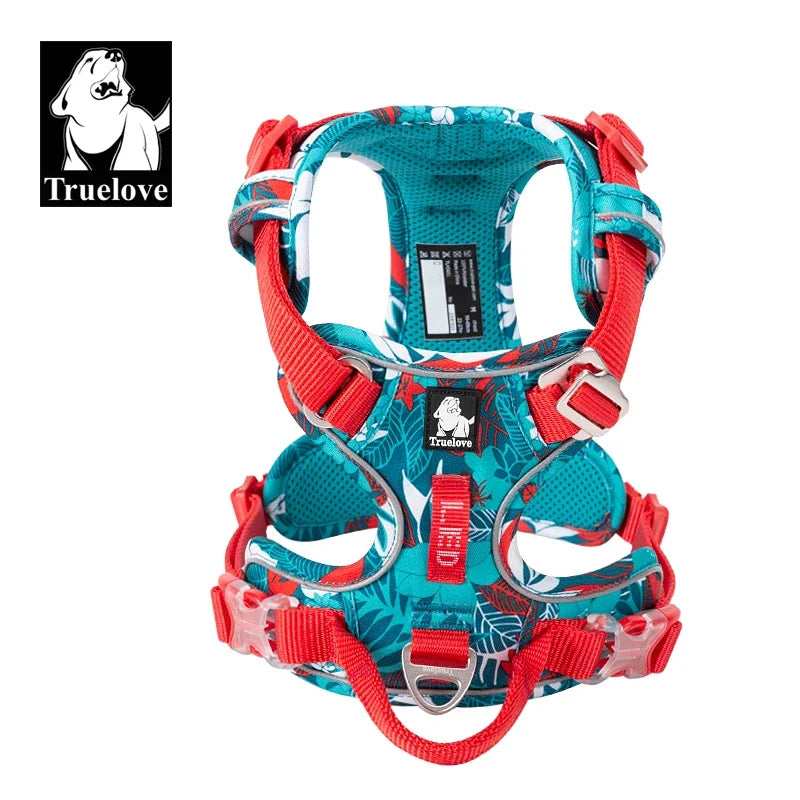 TRUELOVE Reflective Nylon Dog Harness No Pull Adjustable Vehicle Safety