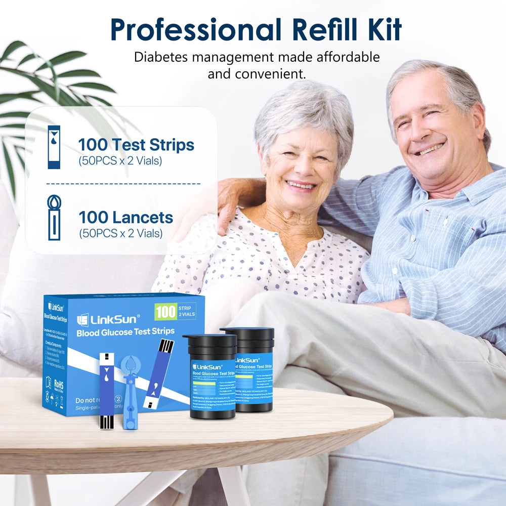 Linksun Blood Glucose Monitor With 50 Test Strips And Lancets