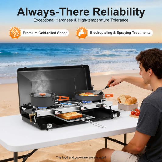 3 Burner Portable Camping Stove Propane Butane Outdoor Grill