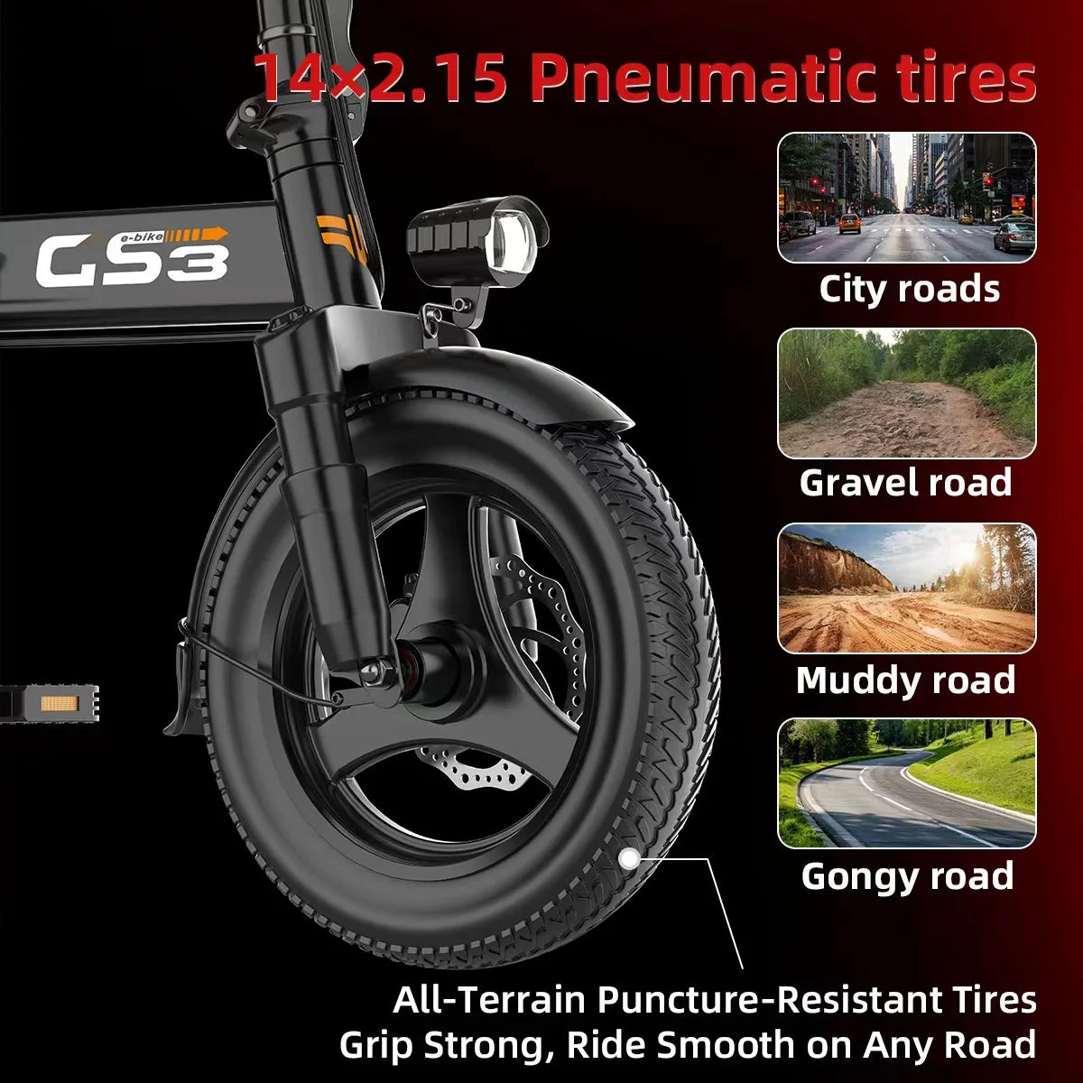 UPlee Electric Bike 500W Brushless Motor 48V 15Ah Battery Long Range