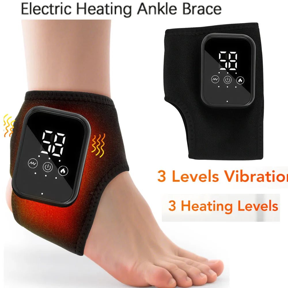 Hailicare Rechargeable Electric Heated Ankle Brace With Vibration Massage