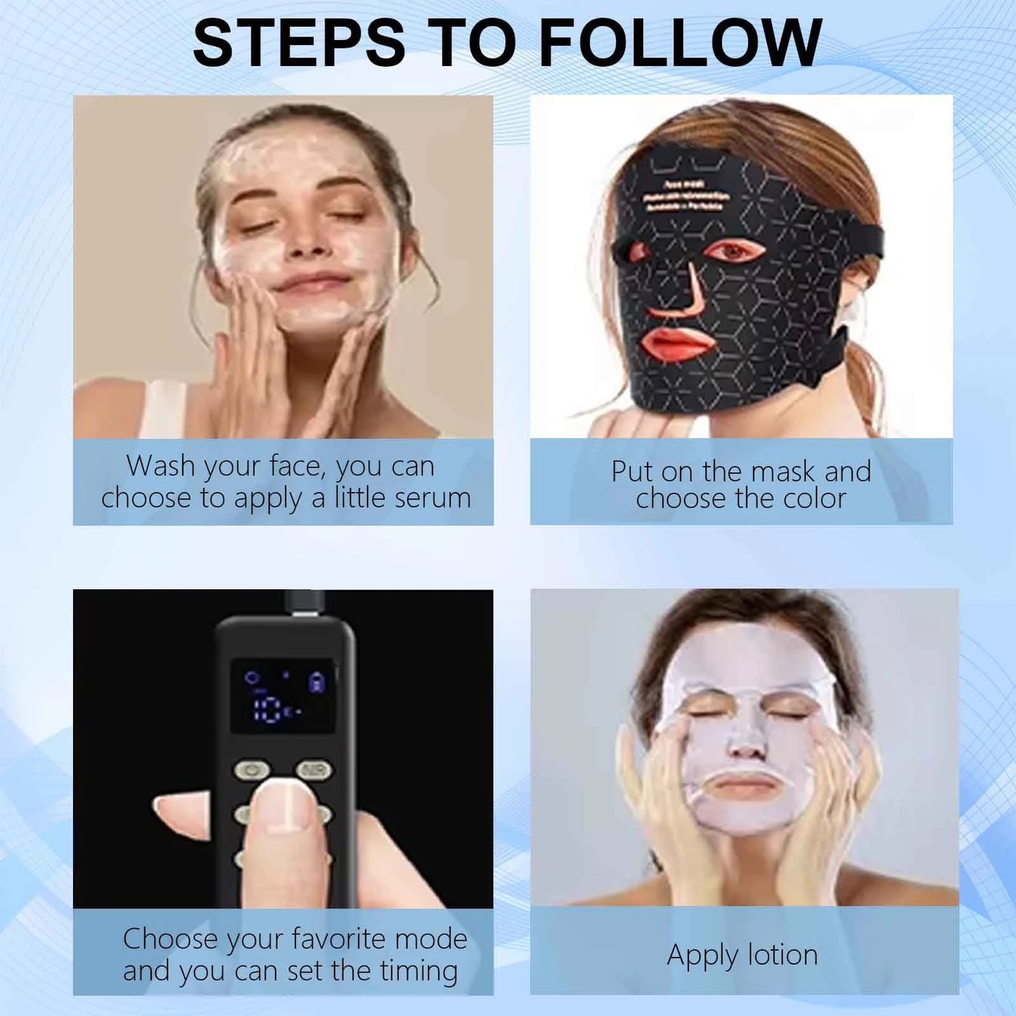 UBilli Red Light 4 Modes Portable LED Face Mask Therapy