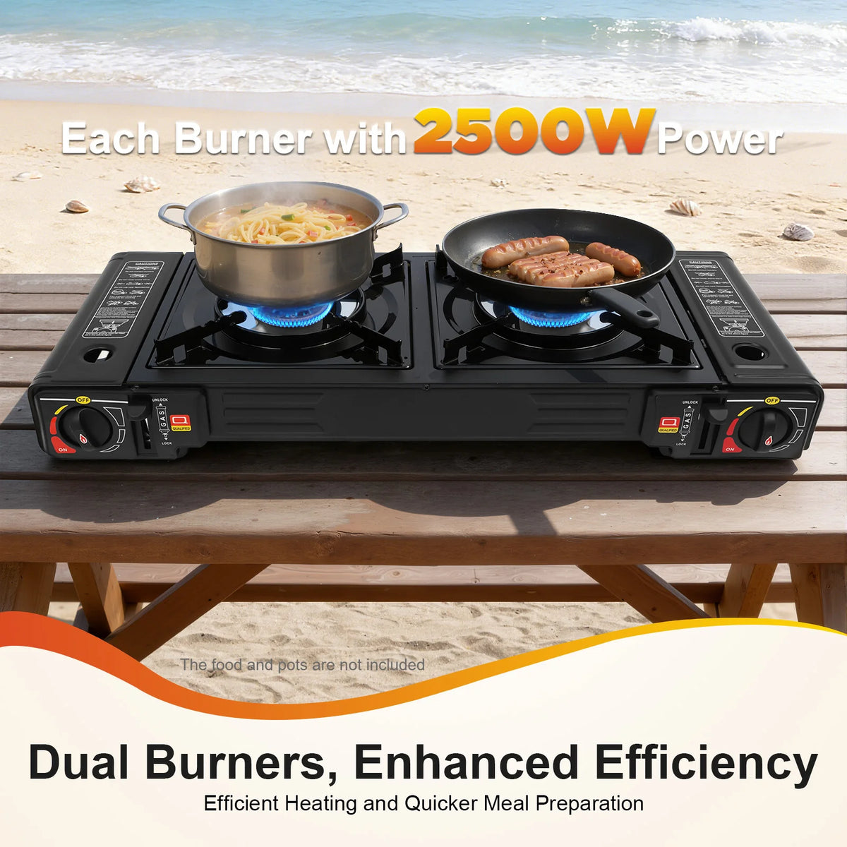 Portable Two Burner Camping Stove With Baking Tray And Case
