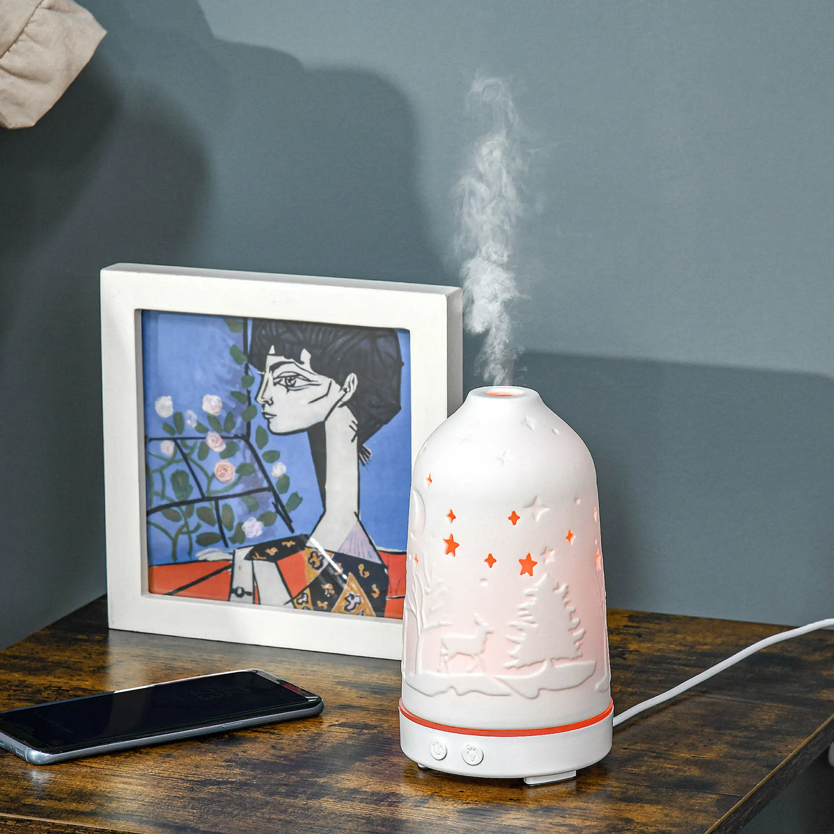 HOMCOM Ultrasonic Aromatherapy Diffuser Humidifier With Ceramic Cover