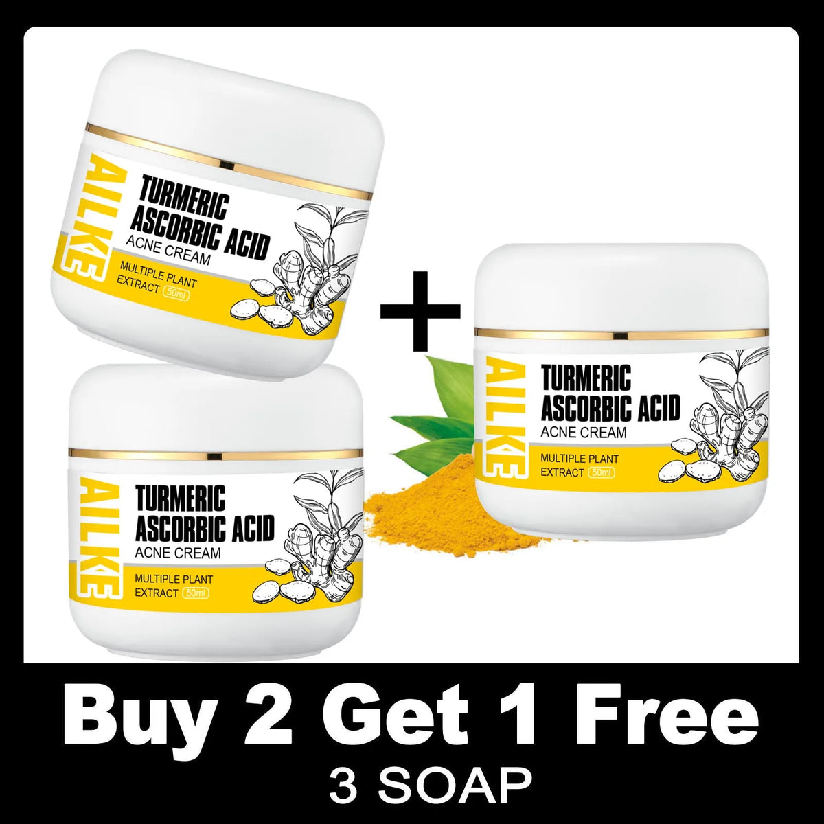 AILKE Organic Turmeric Skincare Set for Brightening and Acne Care
