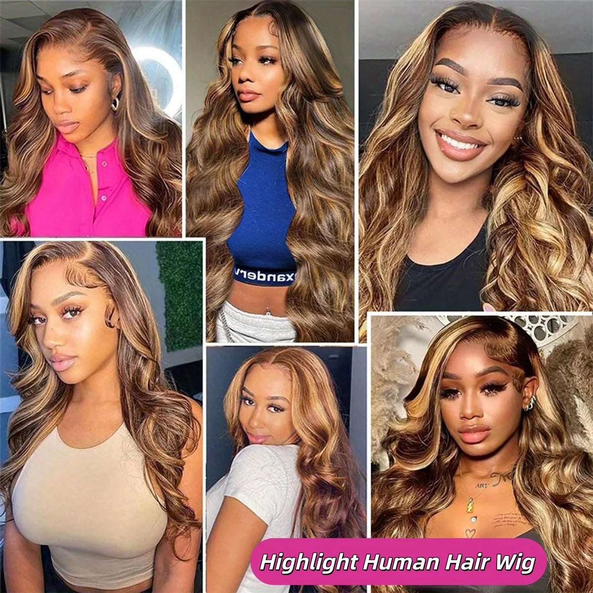 FIUMER Body Wave Lace Front Wig Glueless For Women