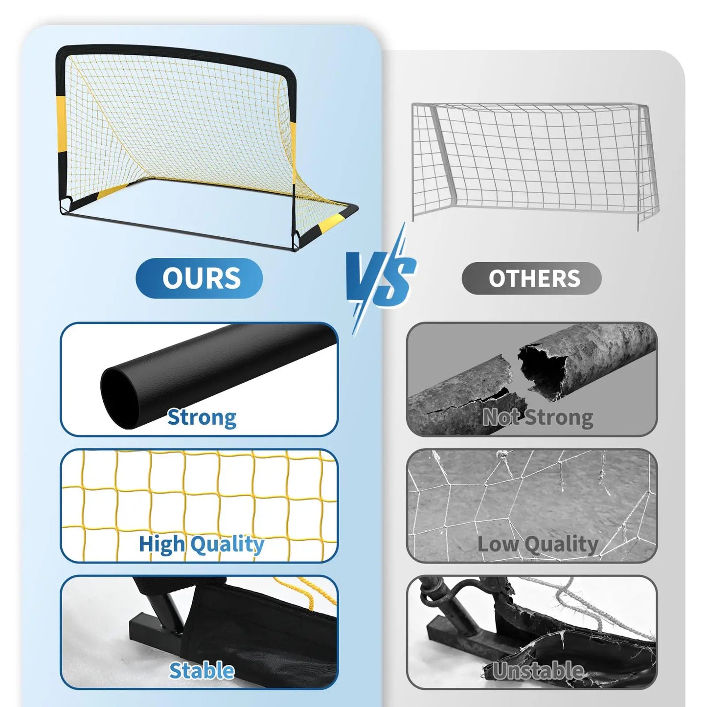 HiMISS Pop Up Soccer Goals Set 2 Pack Backyard Training Equipment