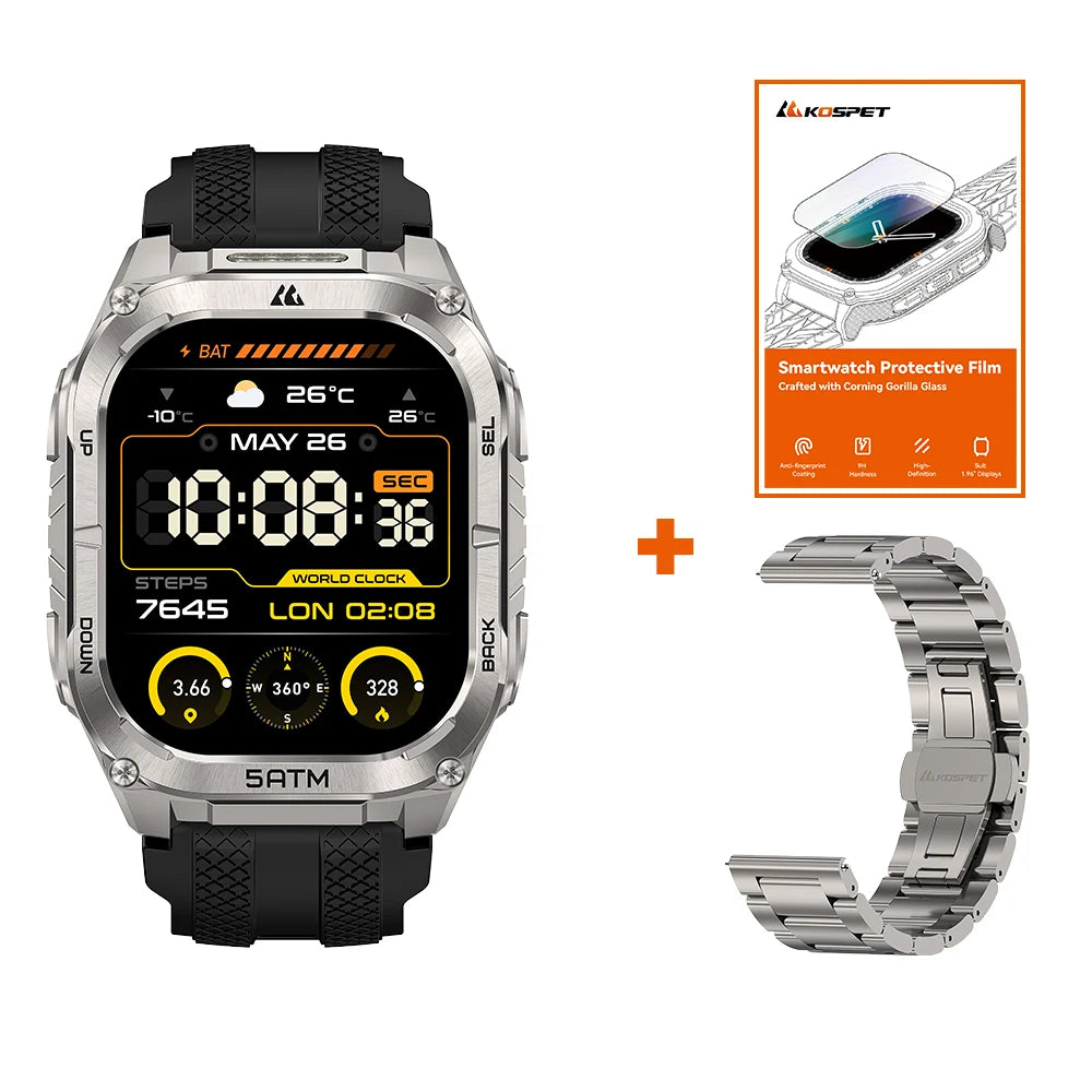 Kospe Tank M4C Rugged Smartwatch With GPS And Health Tracking