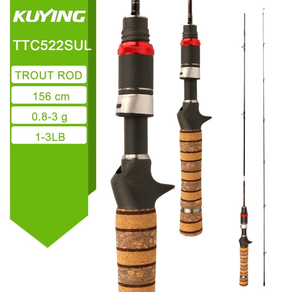 Kuying Teton Spinning Casting Rod BFS Carbon 0.8 to 8g 1 to 8lb