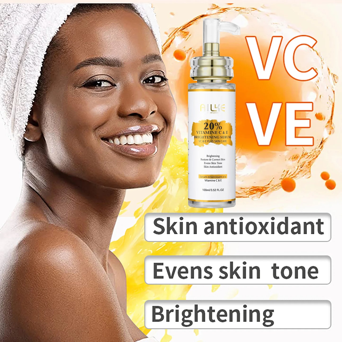 AILKE Vitamin C Brightening Body Lotion Anti Wrinkle Hyaluronic Acid