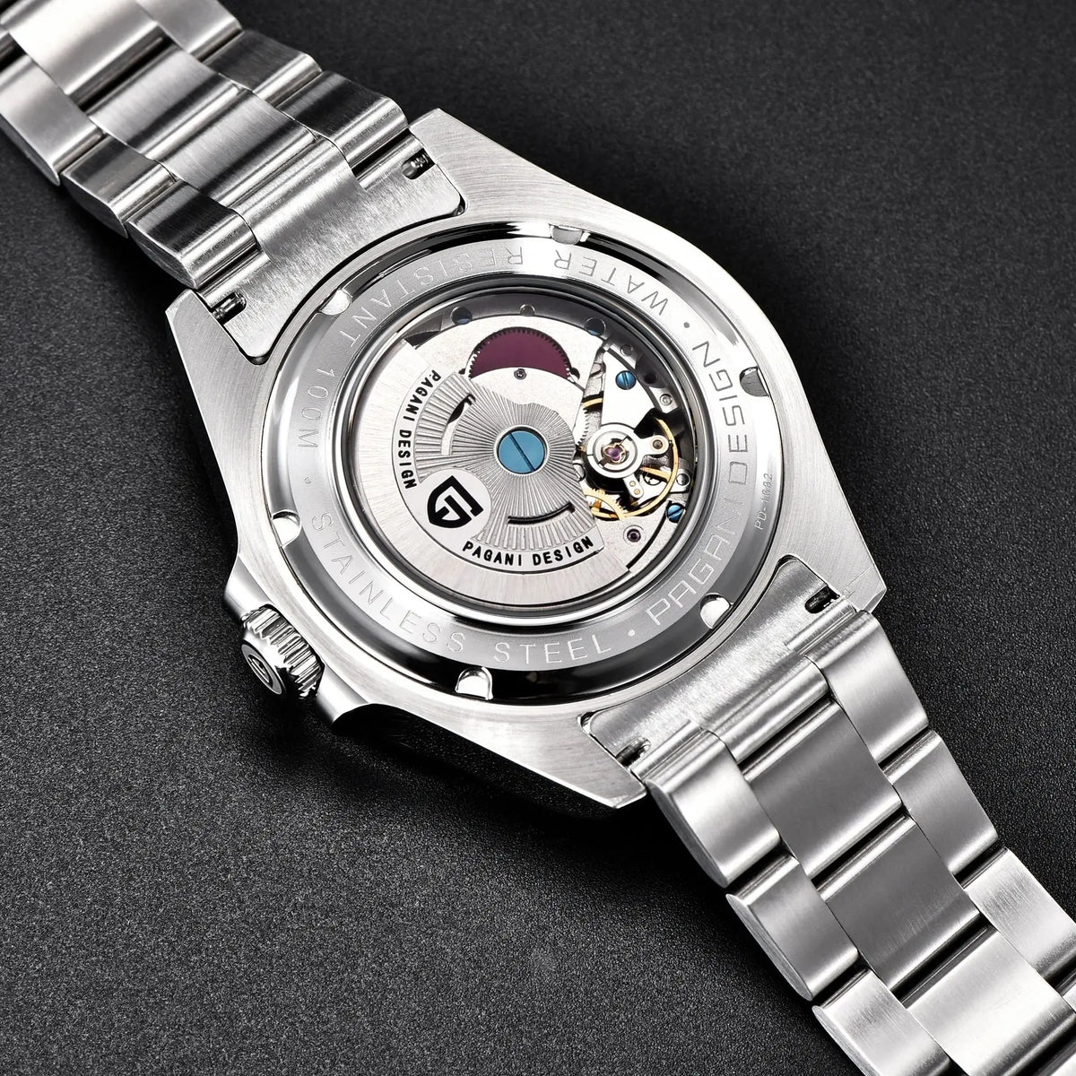 PAGANI DESIGN Automatic GMT Mens Sapphire Crystal Stainless Steel Watch