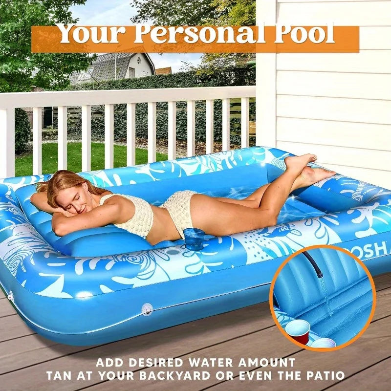 Joyfy 4 In 1 Suntan Pool Float With Pillow And Drink Holders