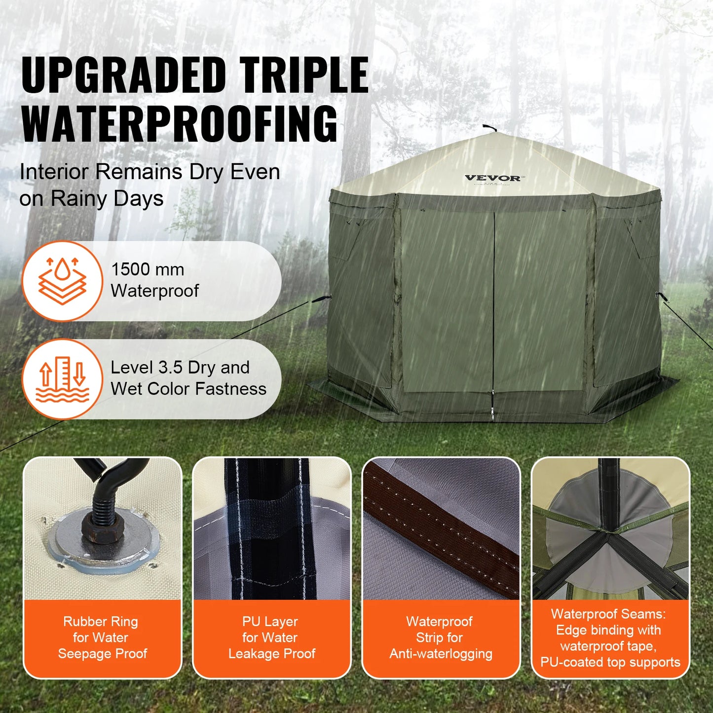 Waterproof Pop Up Gazebo Screen Tent With Mesh Windows