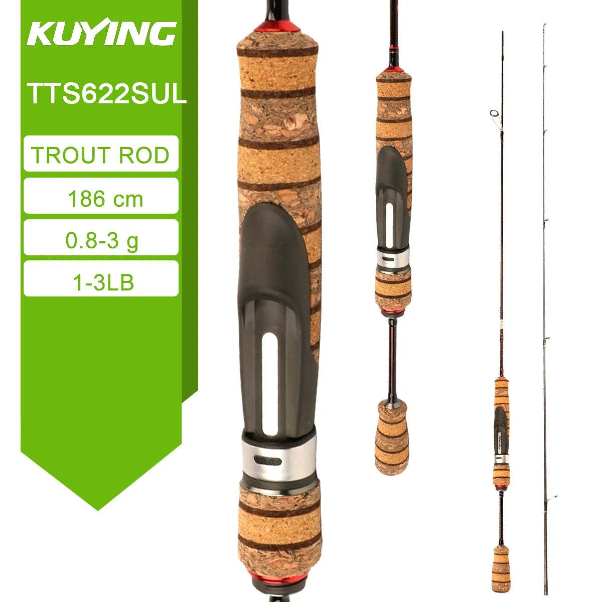 Kuying Fast Action Lure Rod Fuji Carbon Guides 6-10lb
