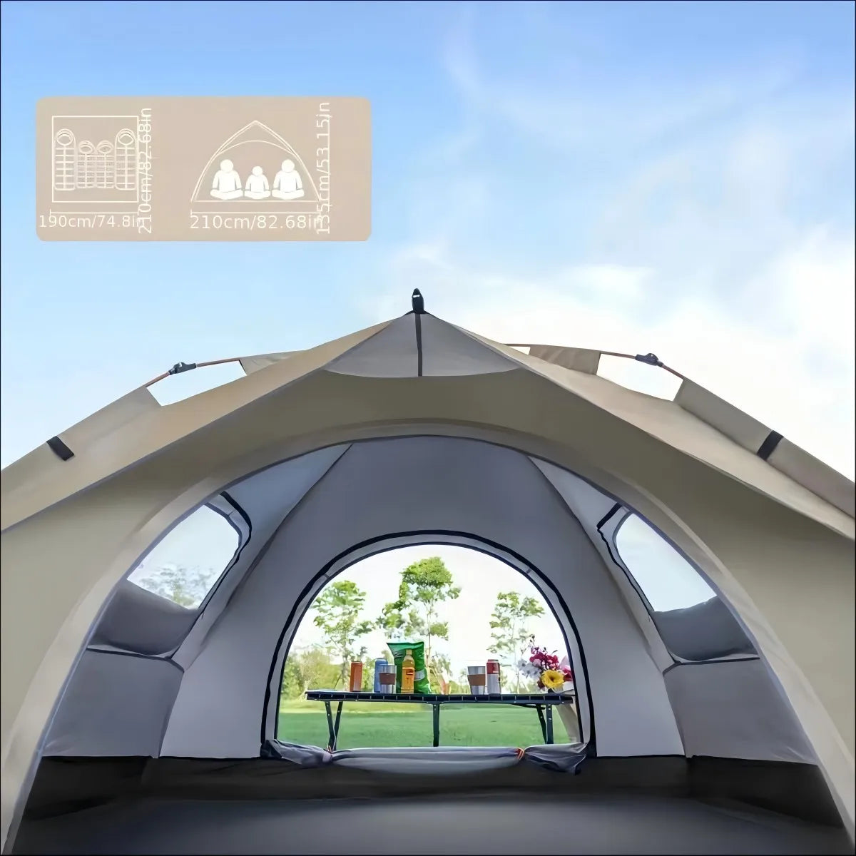 Pakicetus Auto Tent Quick 60Second Setup Sunshade For 3To4 People