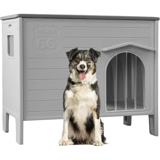 Durable Waterproof Plastic Dog House With Elevated Floor And Window