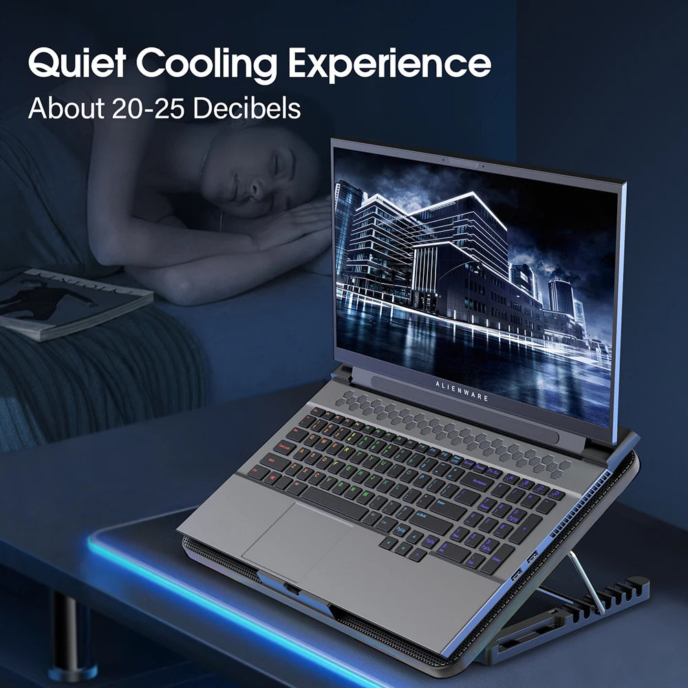 Coolcold Laptop Cooling Pad Six Quiet Fans And Adjustable Height