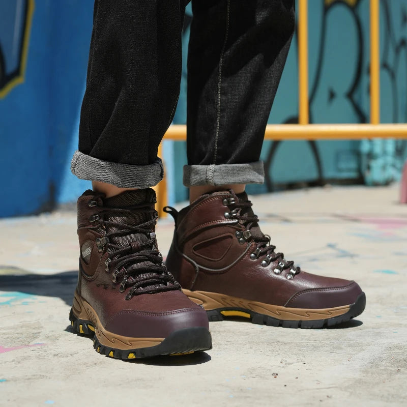 VEIGAR Waterproof Leather Men Safety Boots Anti Puncture Industrial Shoes