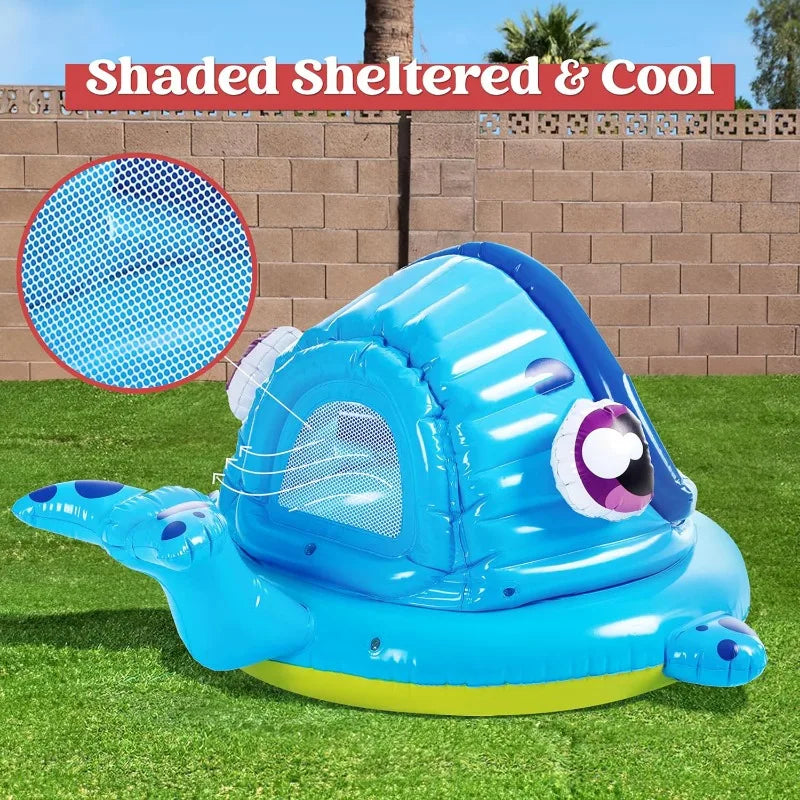 Whale Themed Inflatable Kiddie Pool With Baby Tent For Toddlers