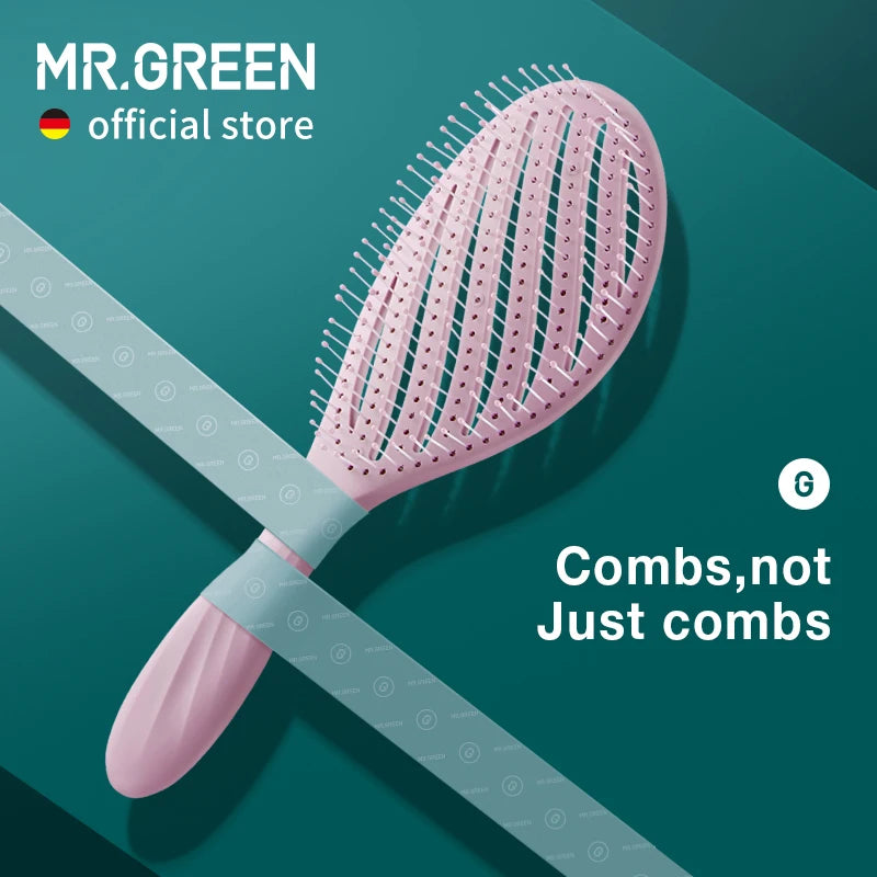 MR.GREEN Hollow Out Hair Brush For Scalp Massage And Detangling