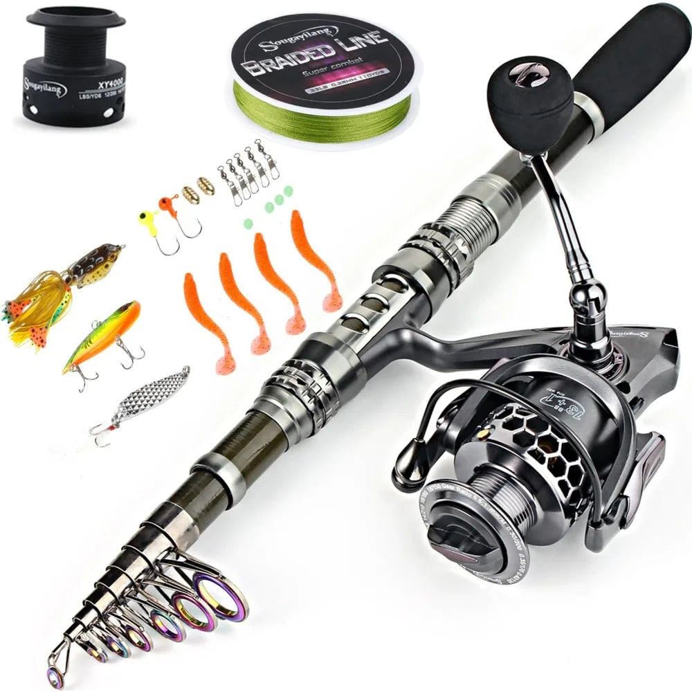 Sougayilang Telescopic Fishing Rod Reel Combo With Spinning Reel