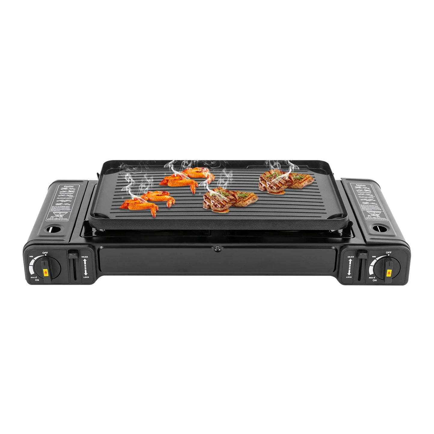 2500W Portable Camping Stove Two Burner With Baking Tray Case
