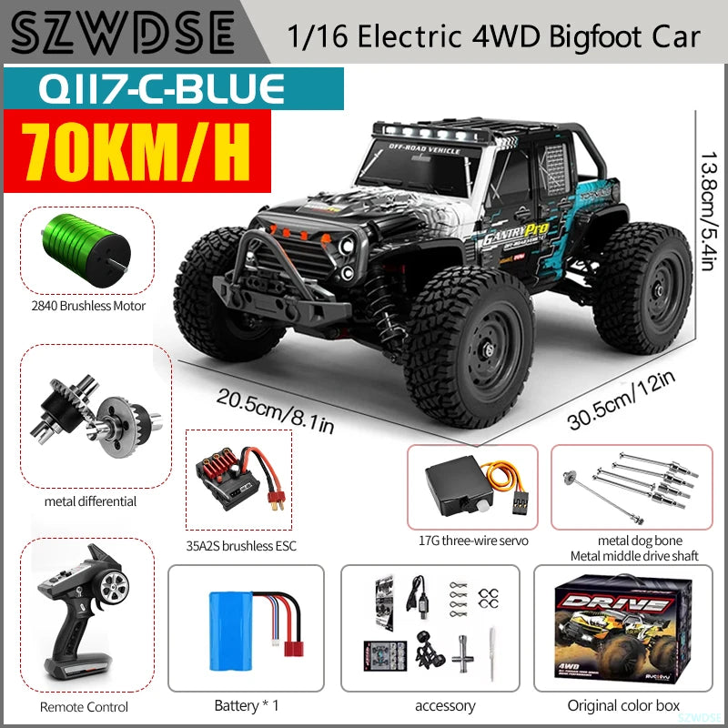 WLtoys Q117 RC Car 4WD Brushless High Speed Pro Offroad