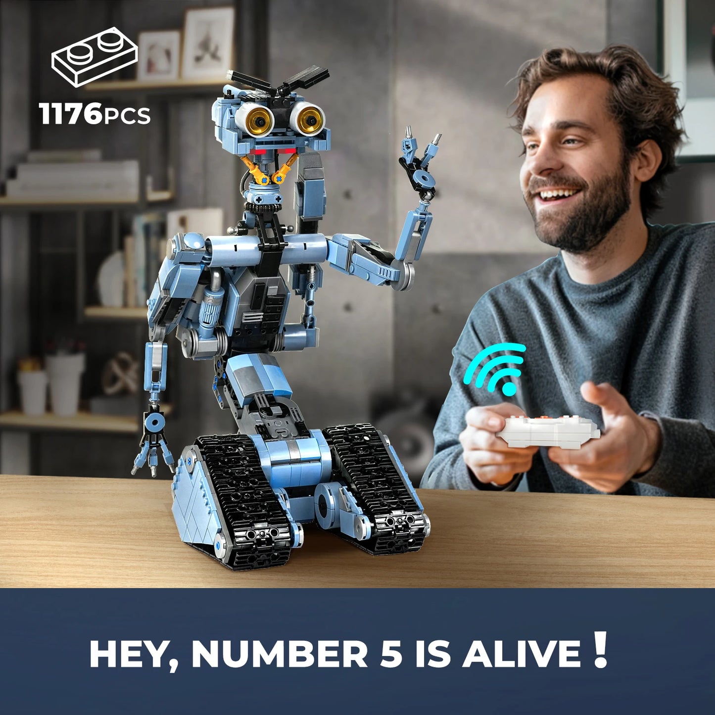 Johnny 5 Robot Building Blocks Set 1176 Pieces With Remote Control
