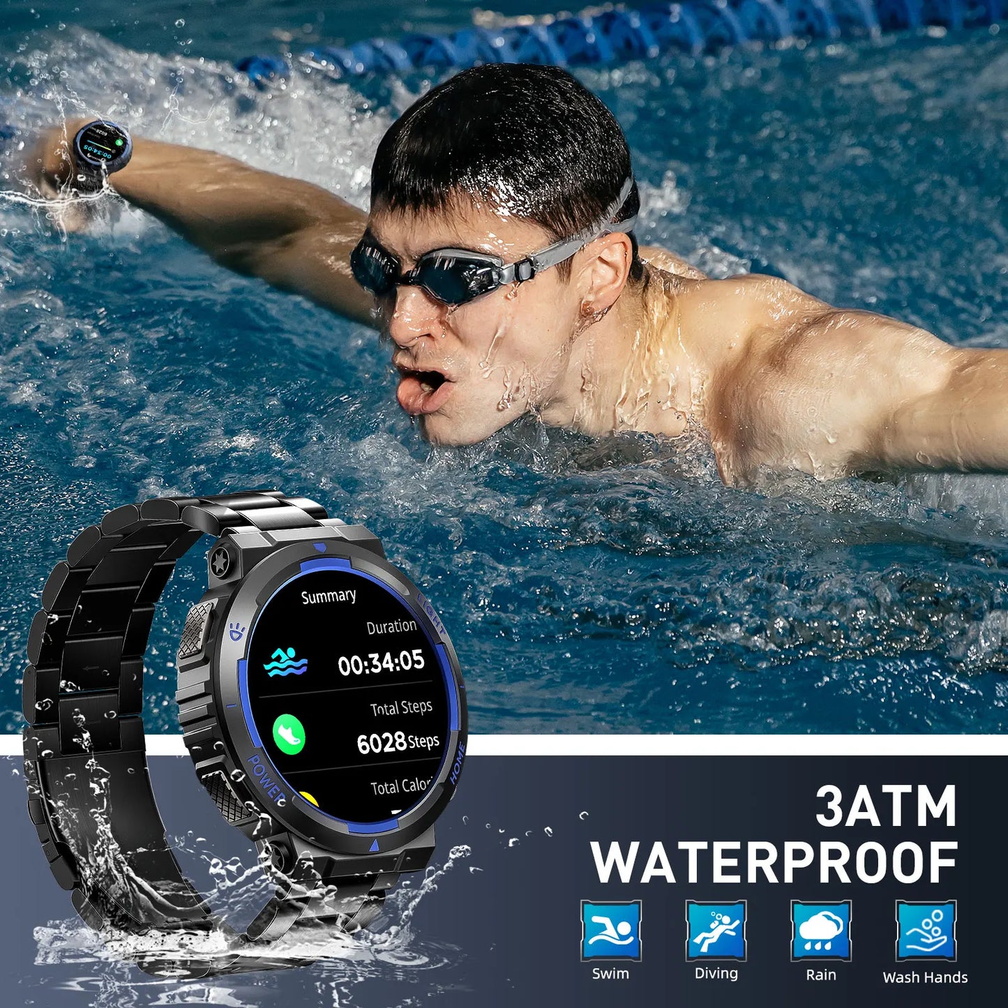 Eigiis Smart Watch With Led Flashlight And Sport Modes