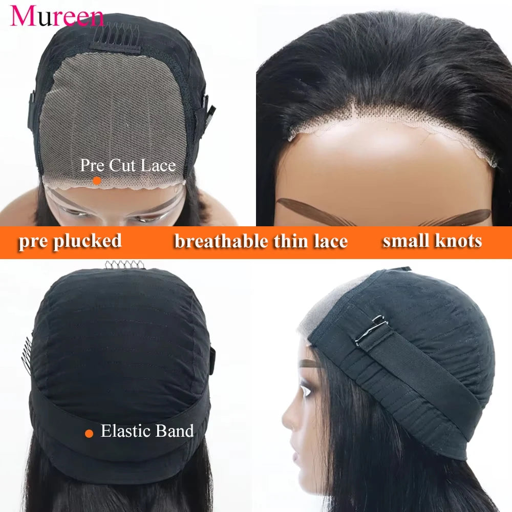 Mureen 250 Percent Density Glueless Bob Wig Hair Lace Closure