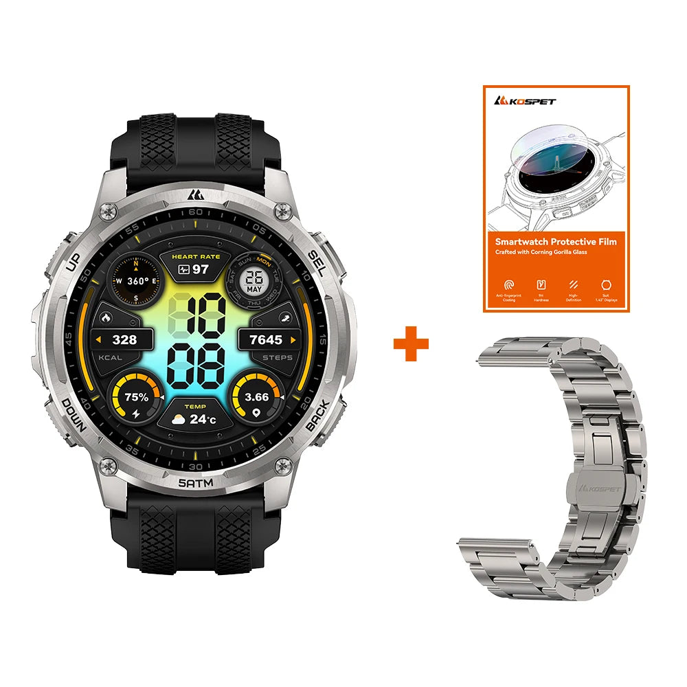 KOSPET Tank T4C Smartwatch Outdoor Rugged GPS Waterproof Fitness Tracker