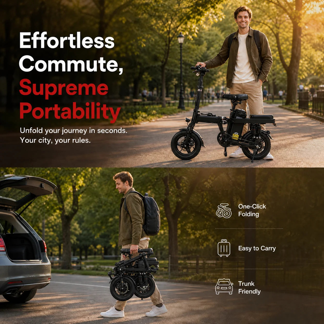 Foldable Electric Bicycle for Adults 500W Motor and 48V Battery