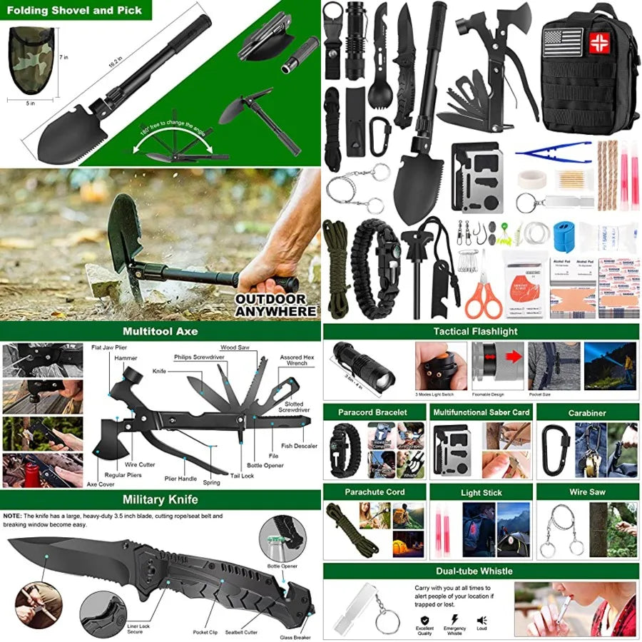 Emergency Survival Kit And First Aid 142 Pcs Gear Molle