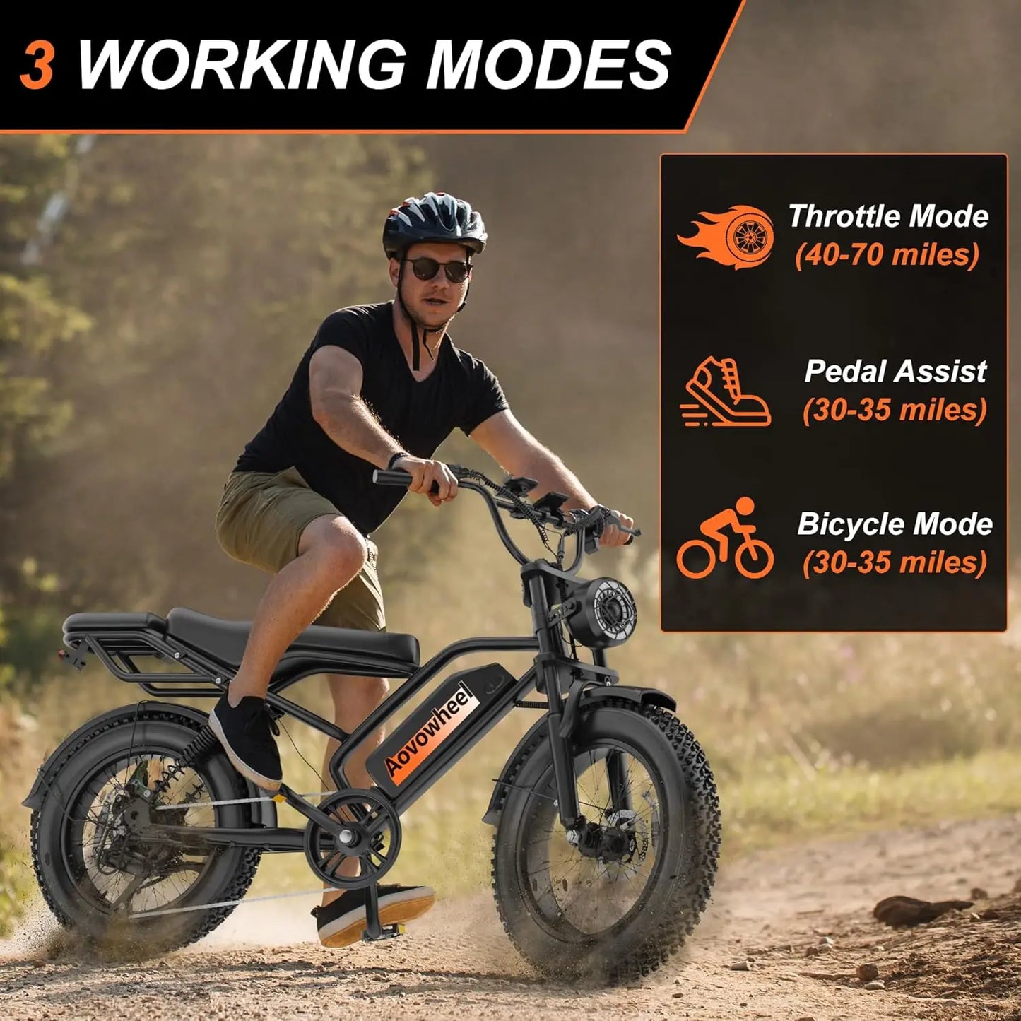 AOVOWHEEL AW2PRO Electric Bike 1500W Fat Tire Mountain Snow