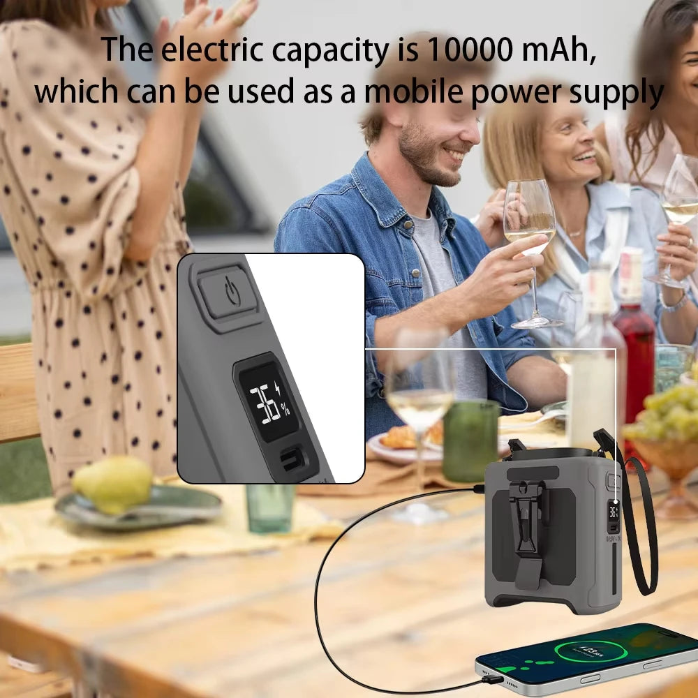 Portable 10000mAh Waist Clip Fan With 5 Speed USB Rechargeable