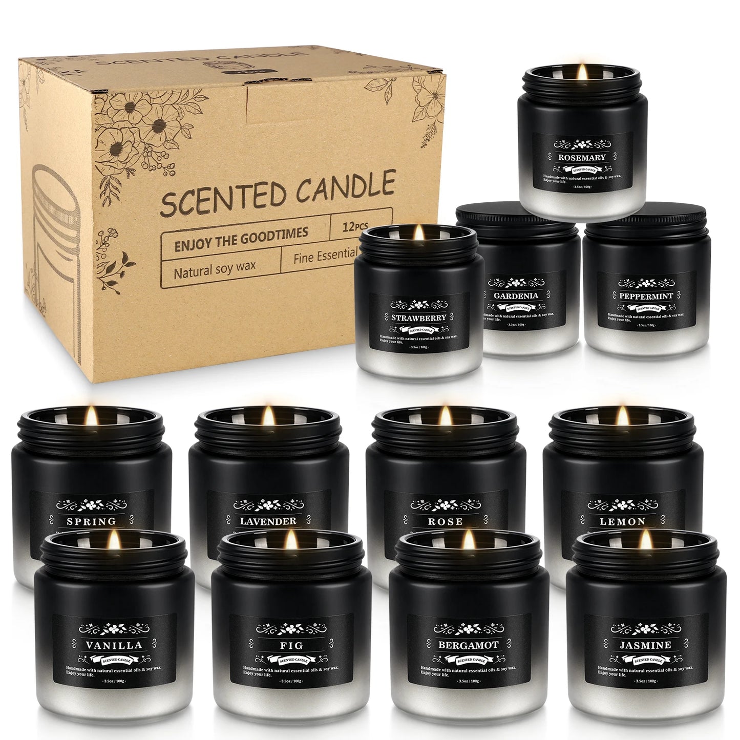 12 Pieces Scented Soy Wax Candles Gift Set For Home Decor