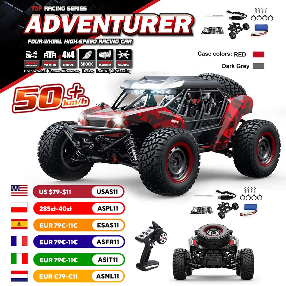 WLtoys 4WD RC Car With LED Remote Control Off Road Monster Truck