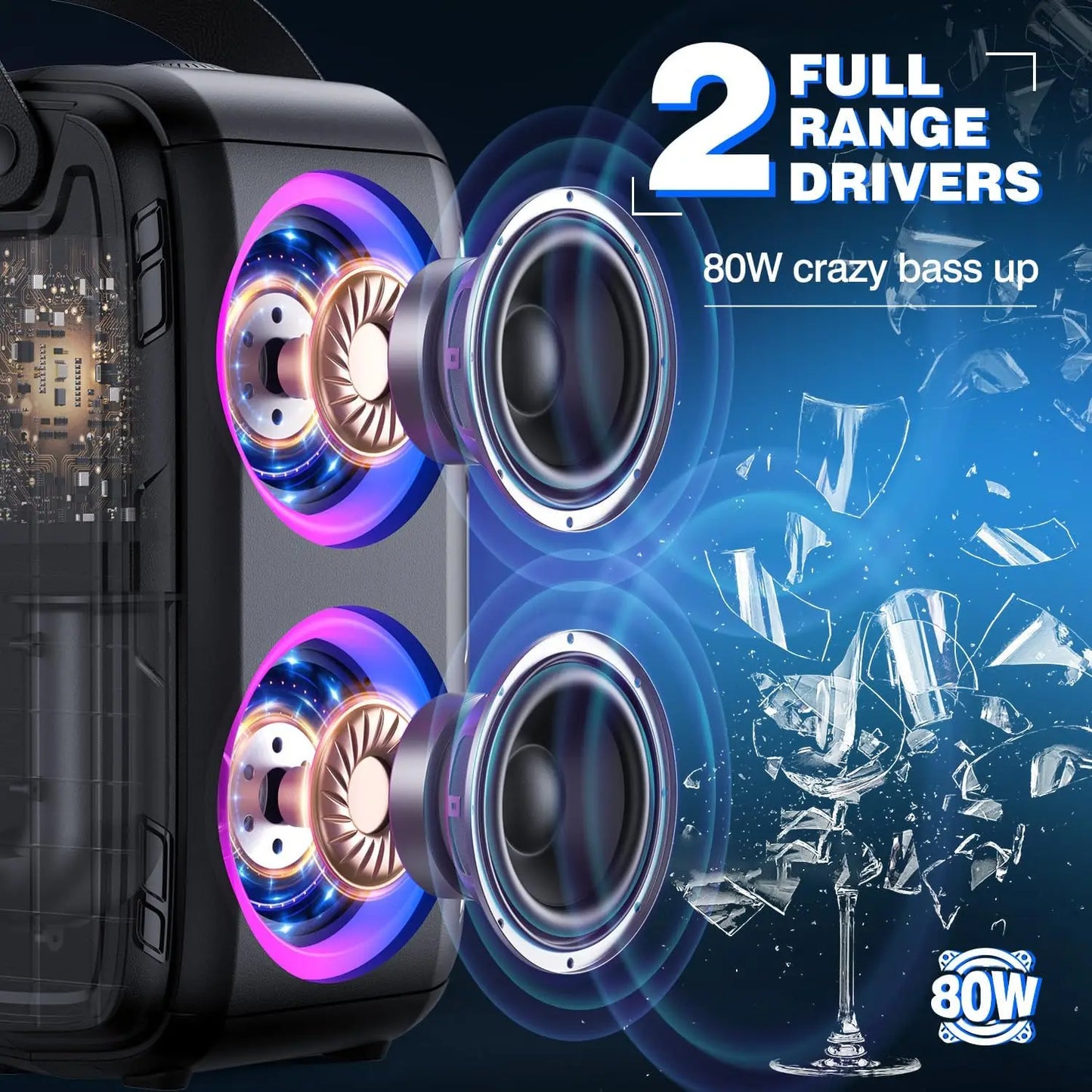 W-King T9-2 80W RMS Portable Bluetooth Speaker System