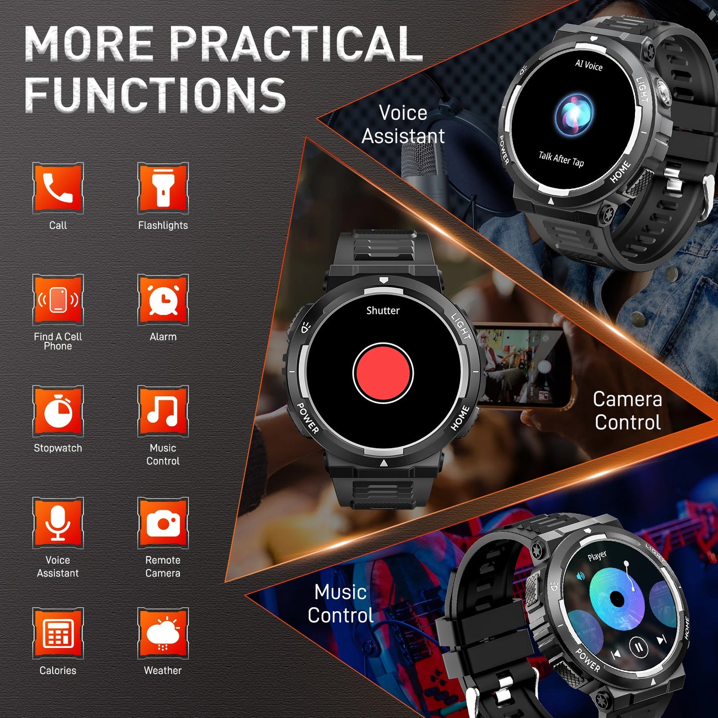 Eigiis Smart Watch With Led Flashlight And Sport Modes