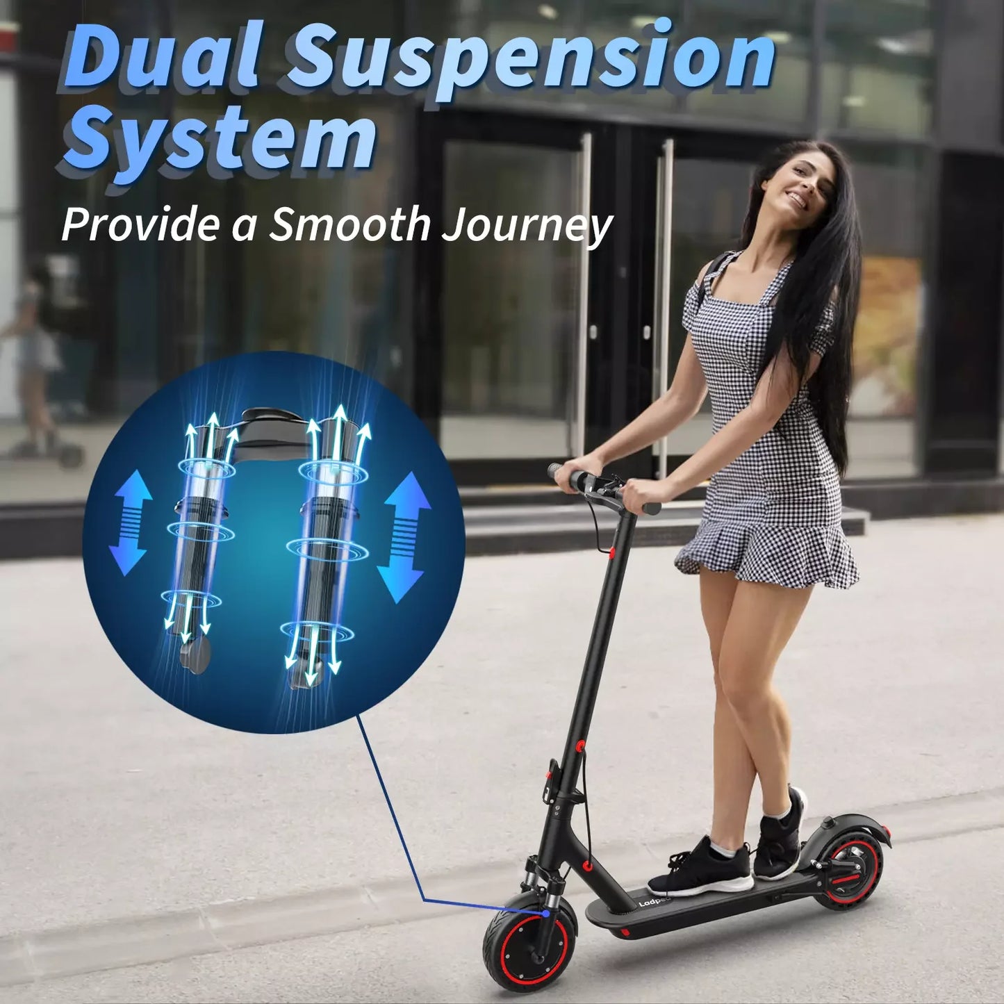 Ladped LP07 Electric Scooter 350W 19mph Dual Suspension App Control