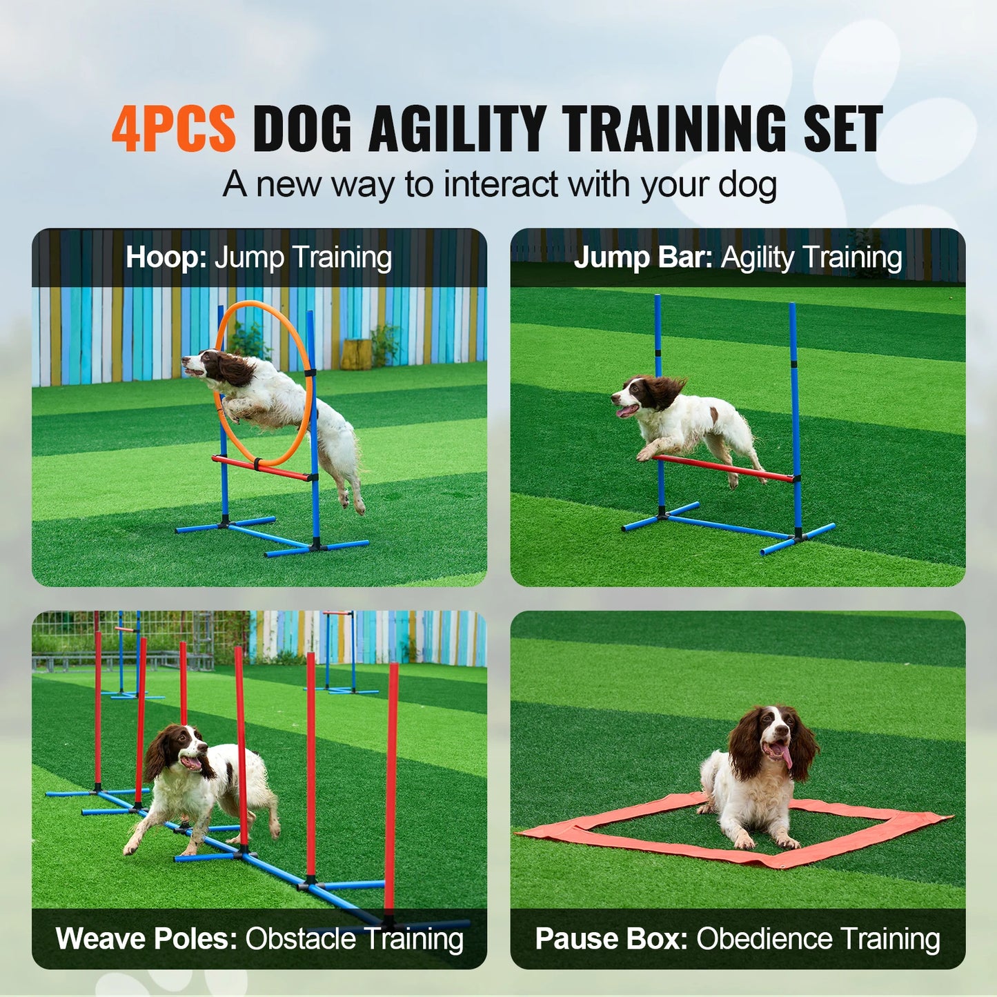 SucceBuy Dog Agility Training Equipment 4 Piece Set With Hurdles