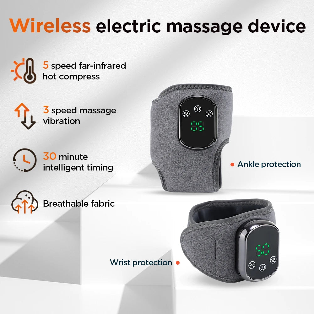 Hailicare Rechargeable Electric Heated Ankle Brace With Vibration Massage