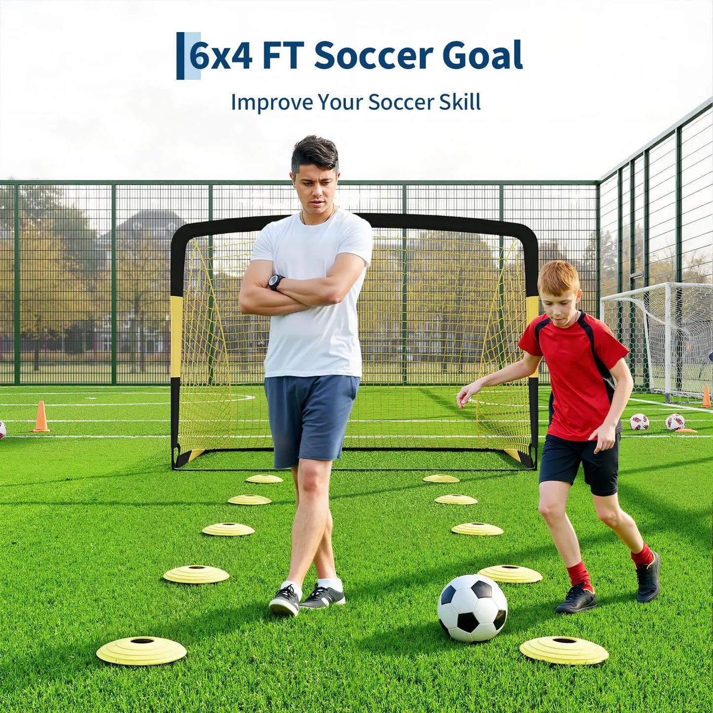 HiMISS Pop Up Soccer Goals Set 2 Pack Backyard Training Equipment